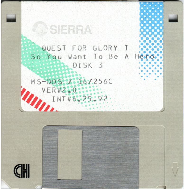 Media for Quest for Glory I: So You Want To Be A Hero (DOS): Disk 3