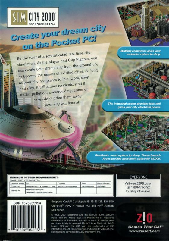 Back Cover for SimCity 2000 (Windows Mobile)