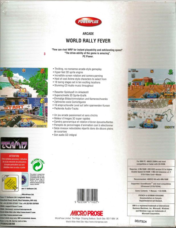 Back Cover for World Rally Fever: Born on the Road (DOS) (Powerplus release)