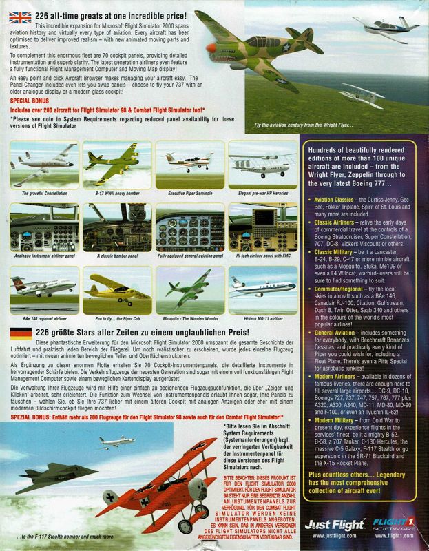 Back Cover for Legendary Aircraft (Windows)