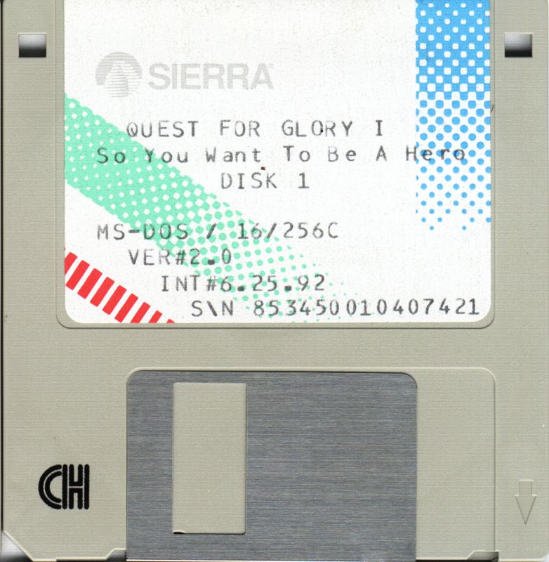 Media for Quest for Glory I: So You Want To Be A Hero (DOS): Disk 1