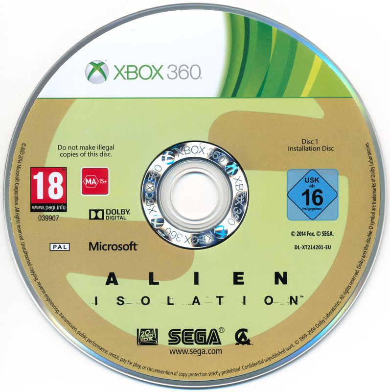 Media for Alien: Isolation - Nostromo Edition (Xbox 360): Disc 1