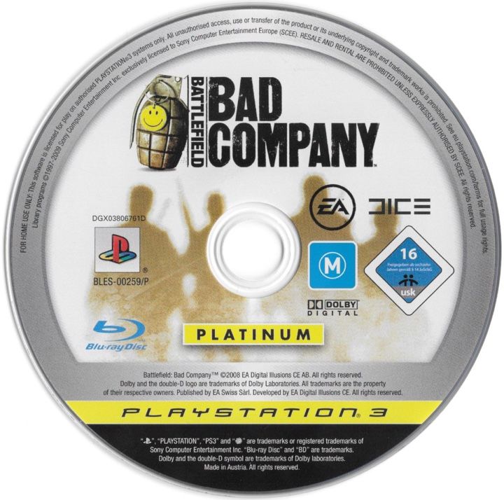 Media for Battlefield: Bad Company (PlayStation 3) (Platinum release)