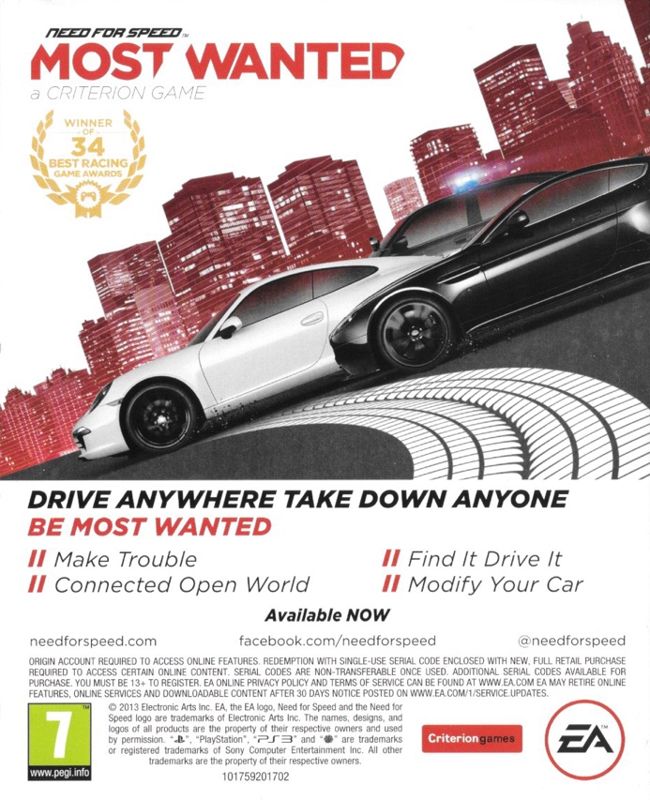 Advertisement for Need for Speed: Rivals (PlayStation 3)