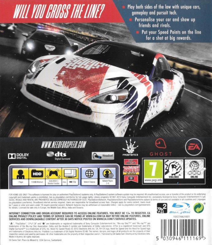 Back Cover for Need for Speed: Rivals (PlayStation 3)