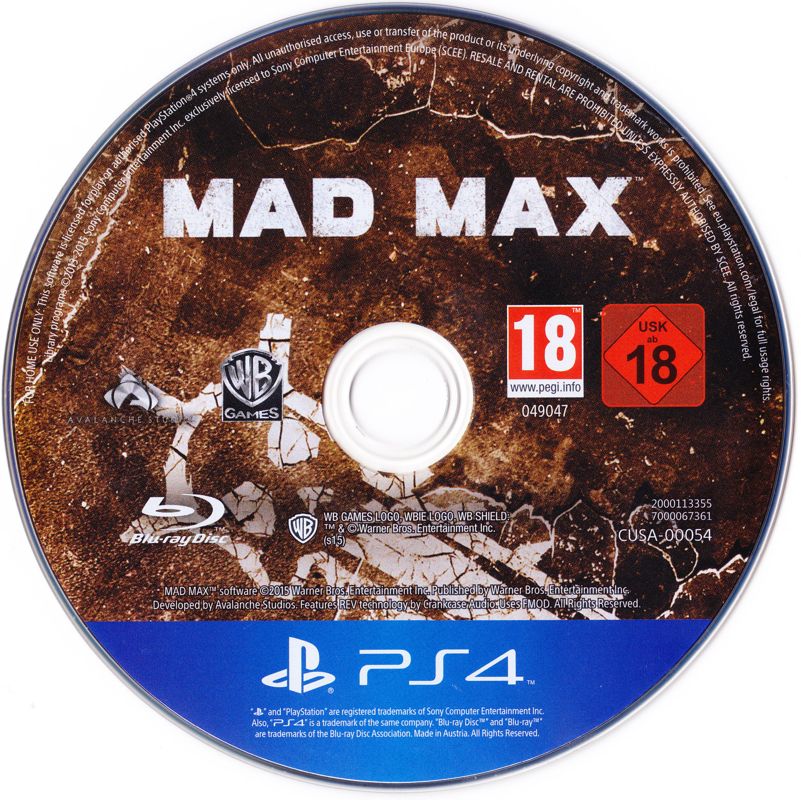 Media for Mad Max (PlayStation 4)