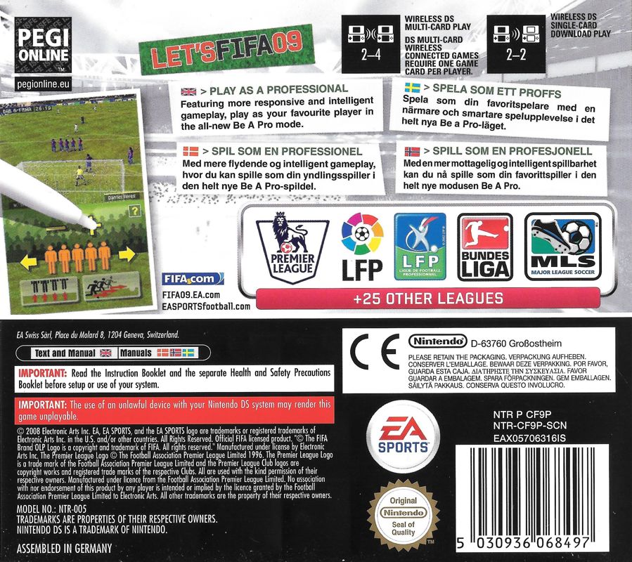 Back Cover for FIFA Soccer 09 (Nintendo DS)