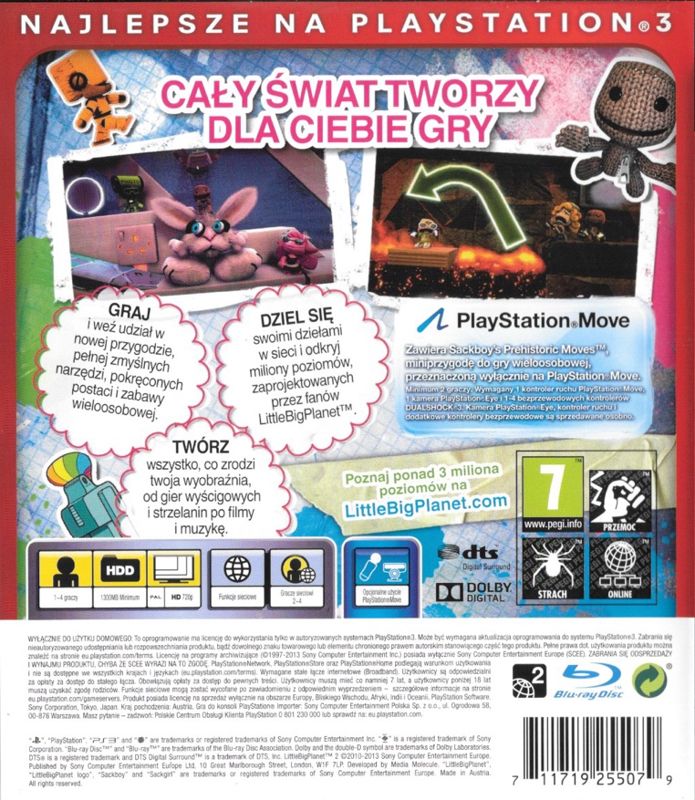 Back Cover for LittleBigPlanet 2 (PlayStation 3) (Essentials release)