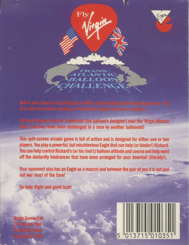 Back Cover for Trans-Atlantic Balloon Challenge: The Game (ZX Spectrum)
