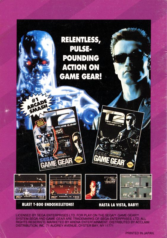 Manual for Mortal Kombat (Game Gear): Back