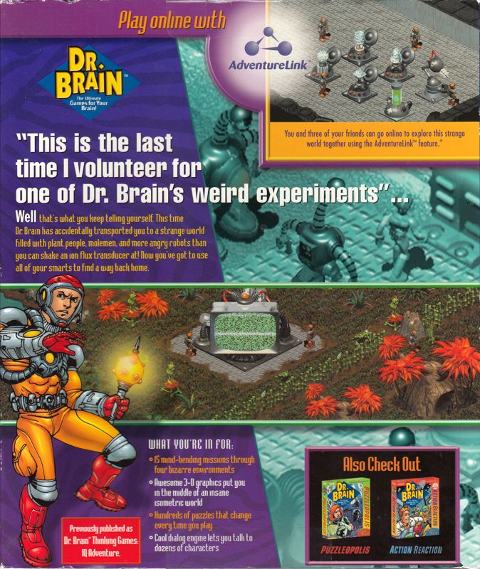 Back Cover for Dr. Brain Thinking Games: IQ Adventure (Windows) (Mindventure re-release)