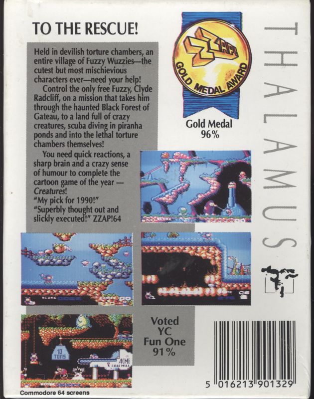 Back Cover for Creatures (Commodore 64)