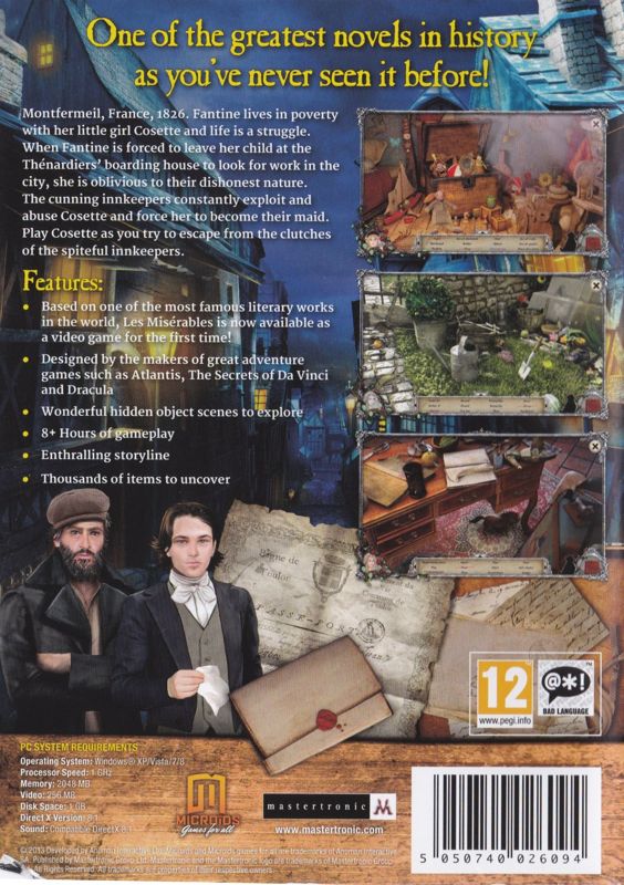 Back Cover for Les Misérables: Cosette's Fate (Windows)