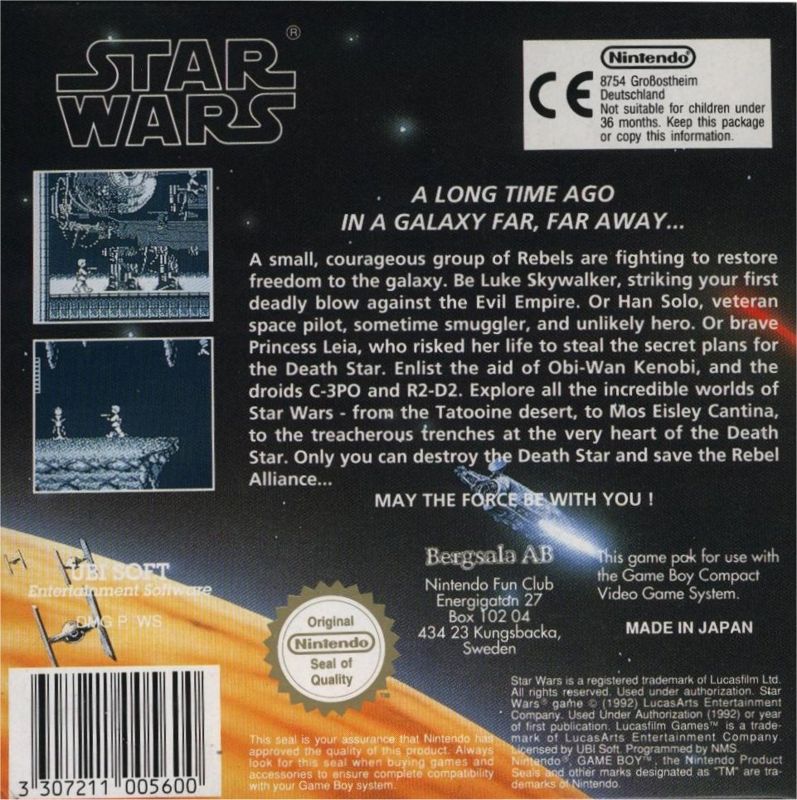 Back Cover for Star Wars (Game Boy)