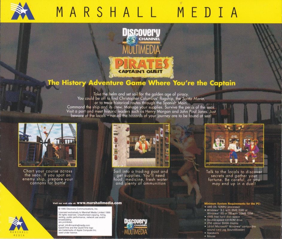 Back Cover for Pirates: Captain's Quest (Windows 3.x) (PC ACE covermount)