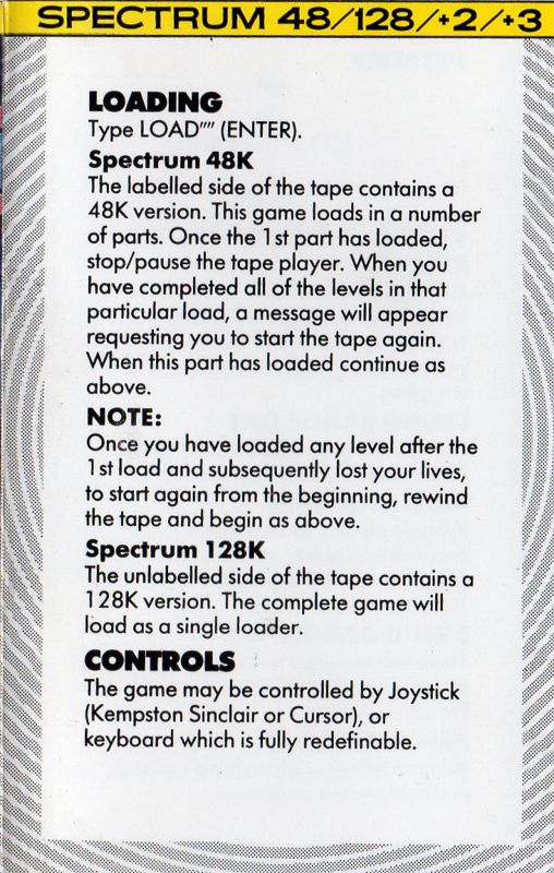 Inside Cover for Boot Camp (ZX Spectrum) (Hit Squad budget release)