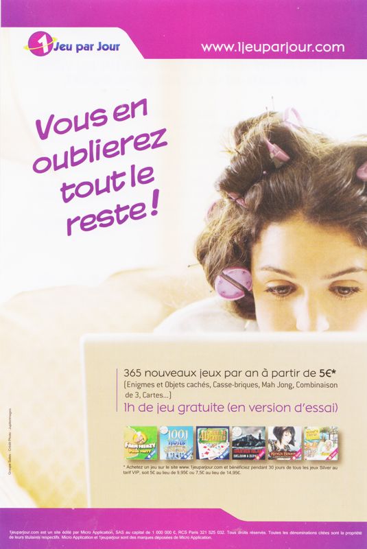 Advertisement for Snark Busters: Welcome to the Club (Windows): "1 Jeu par jour" leaflet