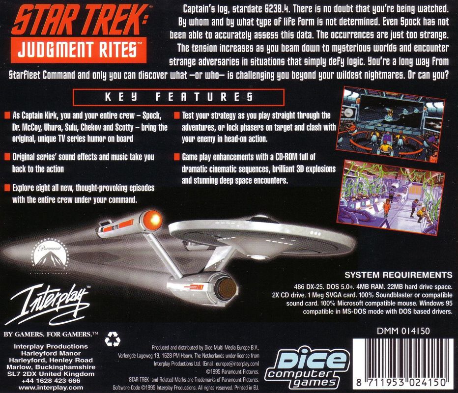 Other for Star Trek: Judgment Rites (DOS) (Dice Multimedia release): Jewel Case - Back
