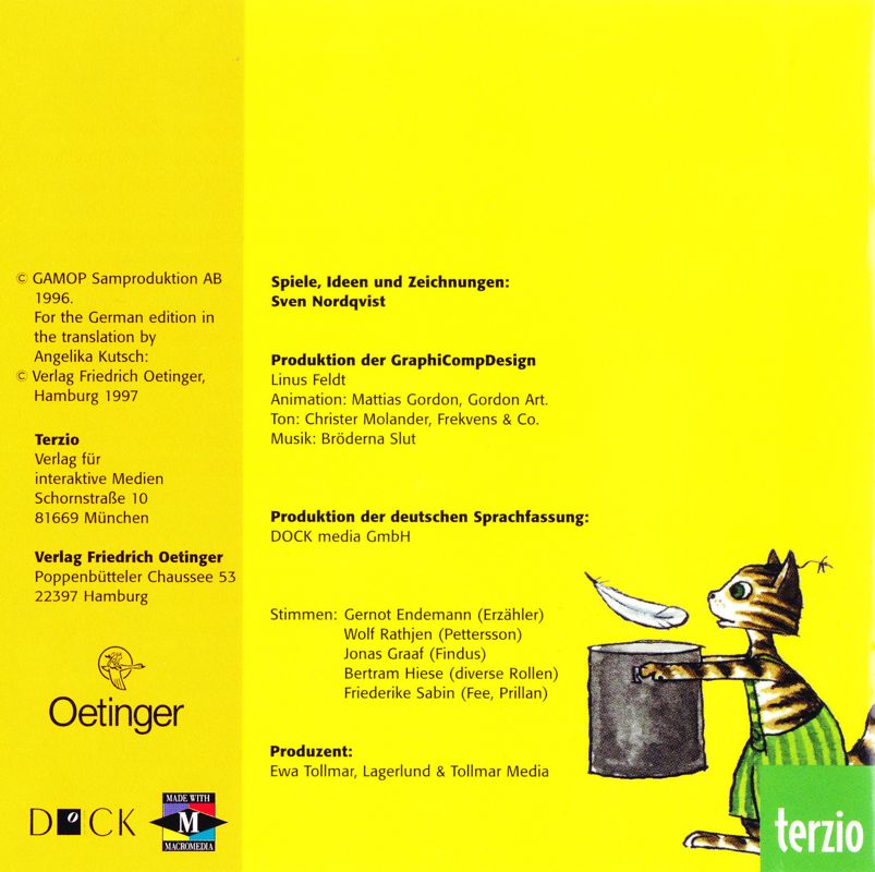 Other for Pettson o Findus i snickarbon (Macintosh and Windows 16-bit): Jewel Case - Inside Left / Manual Back