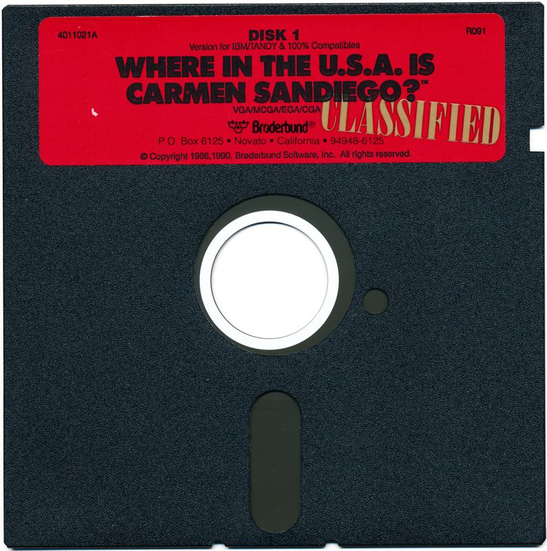 Media for Where in the U.S.A. Is Carmen Sandiego? (Enhanced) (DOS): 5.25" Disk 1
