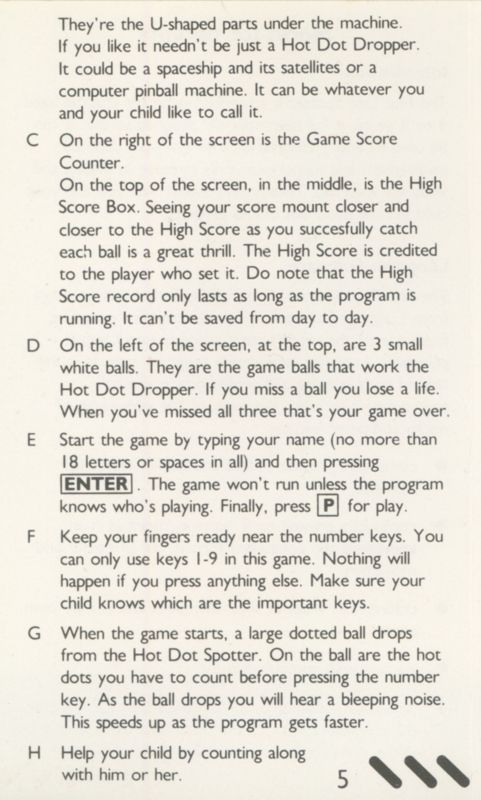 Inside Cover for Hot Dot Spotter (ZX Spectrum)
