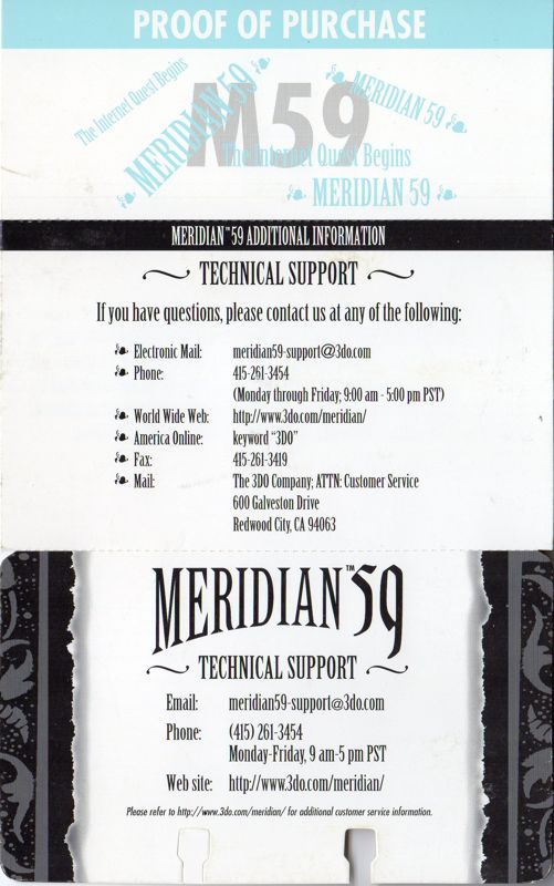 Other for Meridian 59 (Windows): Proof of Purchase/Contact Information