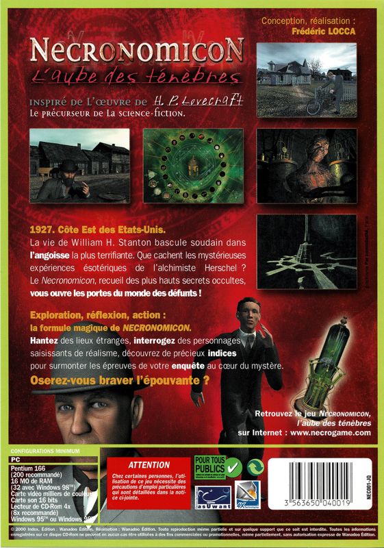 Back Cover for Necronomicon: The Gateway to Beyond (Windows) (two-disc version)