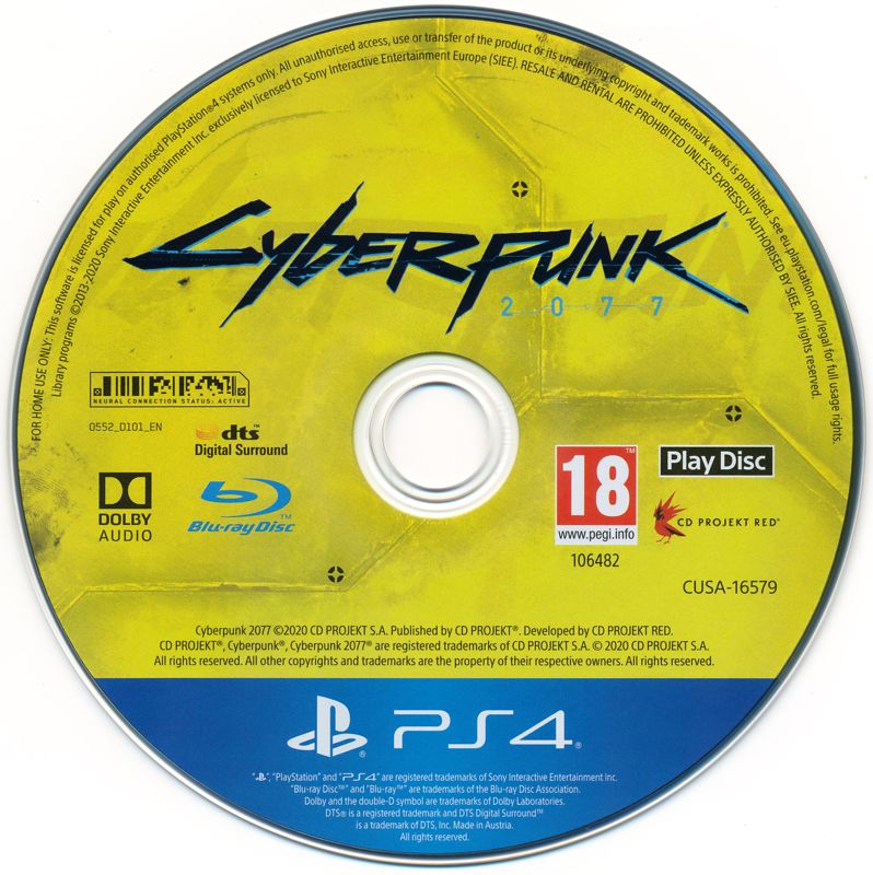 Media for Cyberpunk 2077 (PlayStation 4): Play Disc