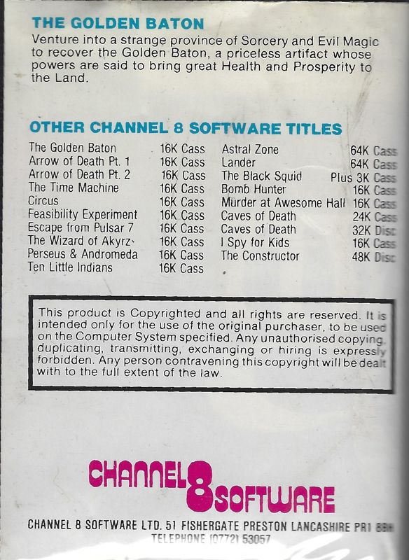Back Cover for The Golden Baton (ZX Spectrum)