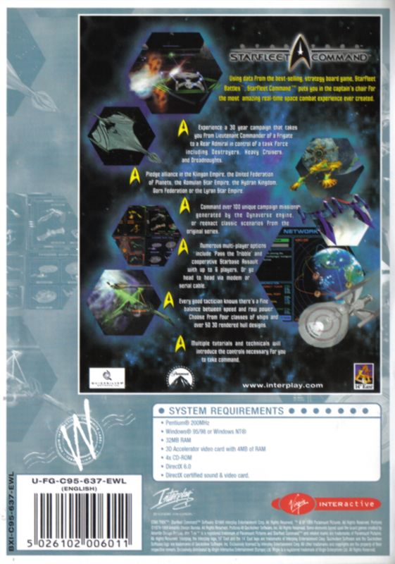 Back Cover for Star Trek: Starfleet Command (Windows) (Virgin Interactive 'White Label' release)