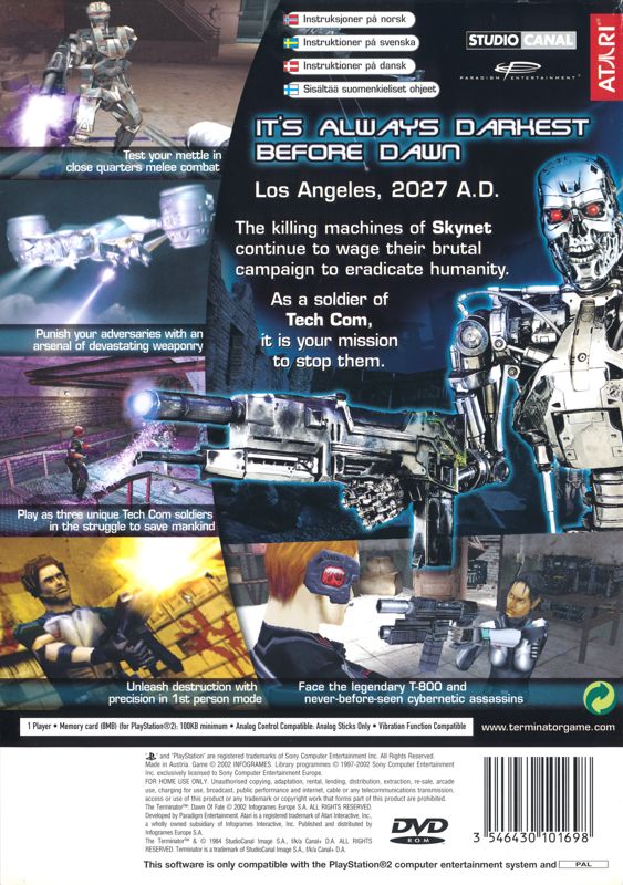Back Cover for The Terminator: Dawn of Fate (PlayStation 2)