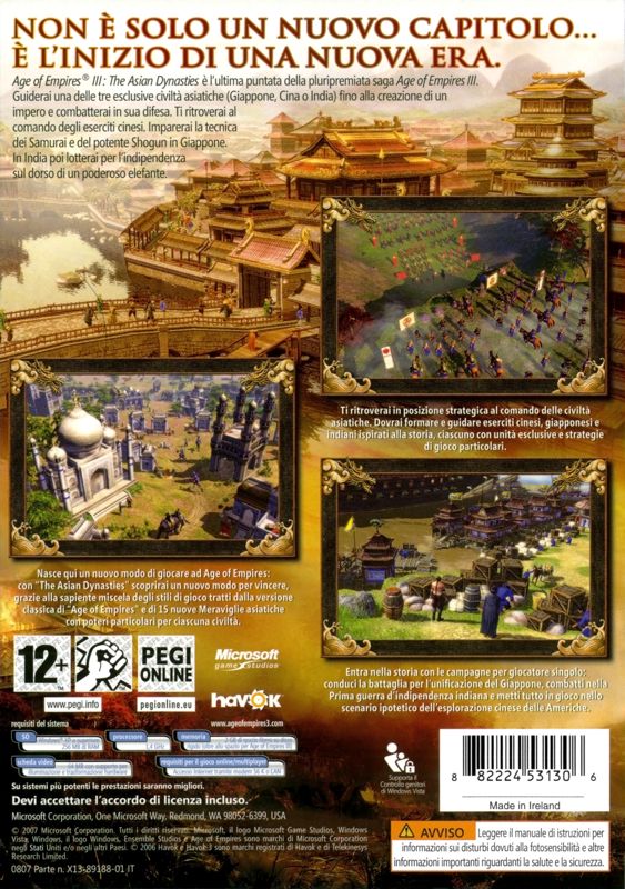 Back Cover for Age of Empires III: The Asian Dynasties (Windows)