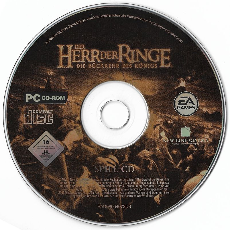 Media for The Lord of the Rings: The Return of the King (Windows): Game Disc