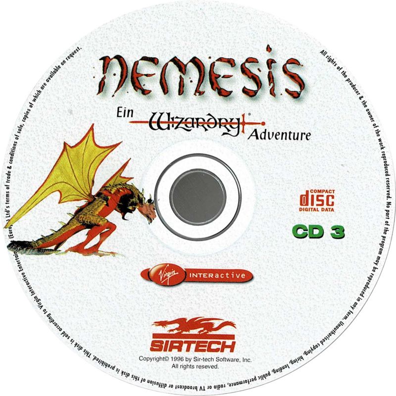 Media for Nemesis: The Wizardry Adventure (DOS): Disc 3