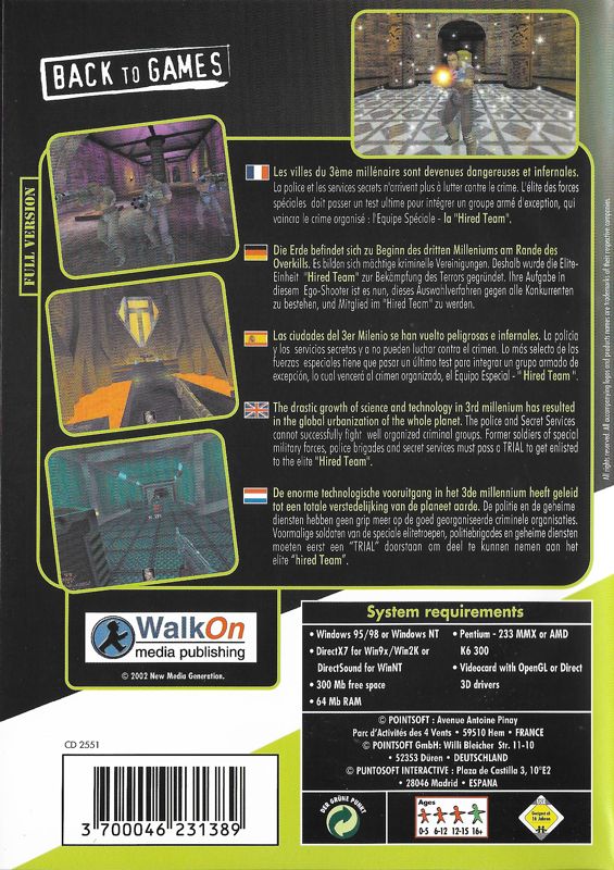 Back Cover for Hired Team: Trial Gold (Windows) (Back to Games release)