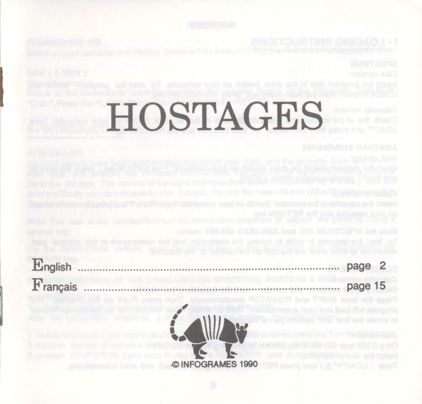 Manual for Hostage: Rescue Mission (ZX Spectrum): Front