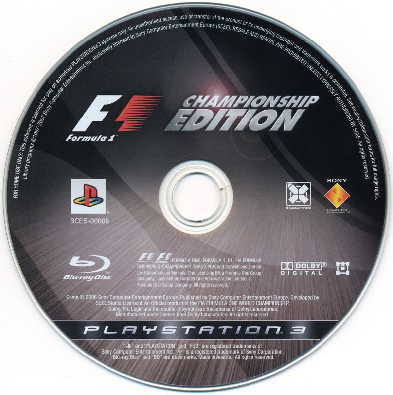 Media for Formula 1: Championship Edition (PlayStation 3) (General European release)