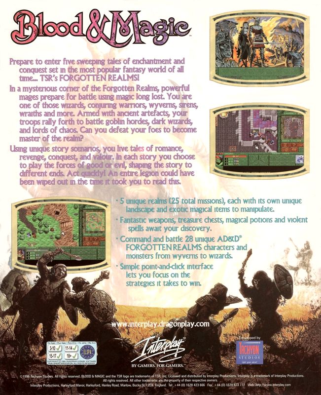 Back Cover for Blood & Magic (DOS)