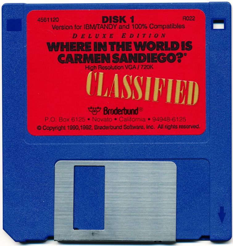 Media for Where in the World Is Carmen Sandiego? (Deluxe Edition) (DOS) (Dual media release): 3.5" Disk 1