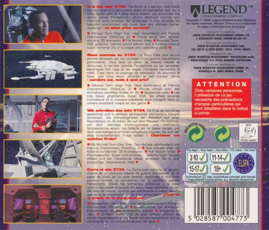 Other for Mission Critical (DOS): Jewel Case - Back