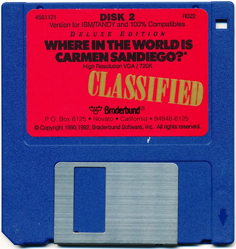 Media for Where in the World Is Carmen Sandiego? (Deluxe Edition) (DOS) (Dual media release): 3.5" Disk 2