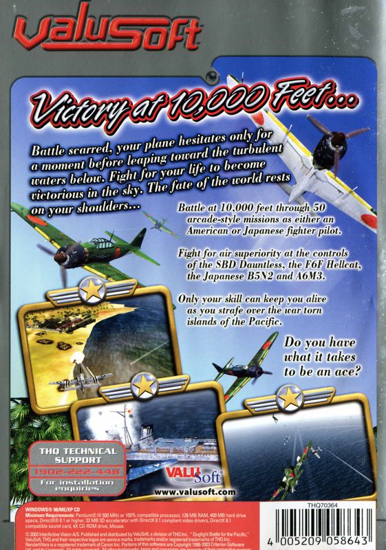 Back Cover for Dogfight: Battle for the Pacific (Windows) (Valusoft release)