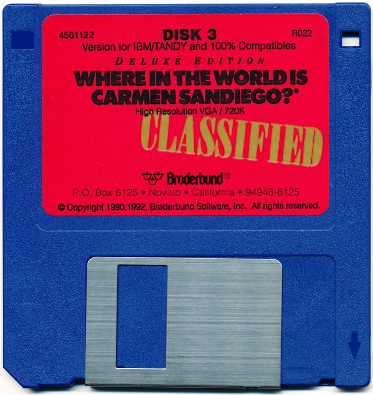 Media for Where in the World Is Carmen Sandiego? (Deluxe Edition) (DOS) (Dual media release): 3.5" Disk 3