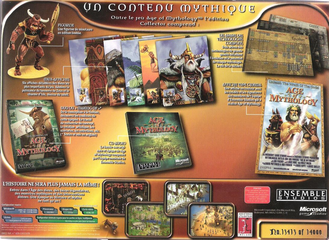 Back Cover for Age of Mythology (Collectors Edition) (Windows)