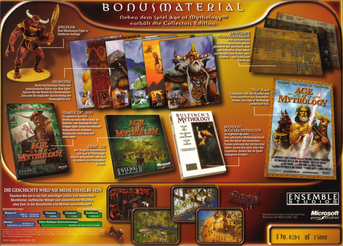 Back Cover for Age of Mythology (Collectors Edition) (Windows)