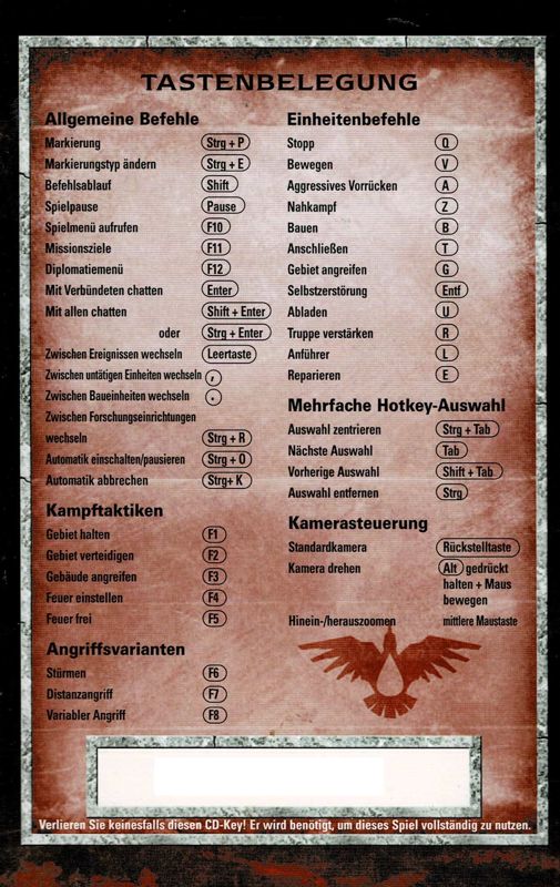 Manual for Warhammer 40,000: Dawn of War (Windows): Back
