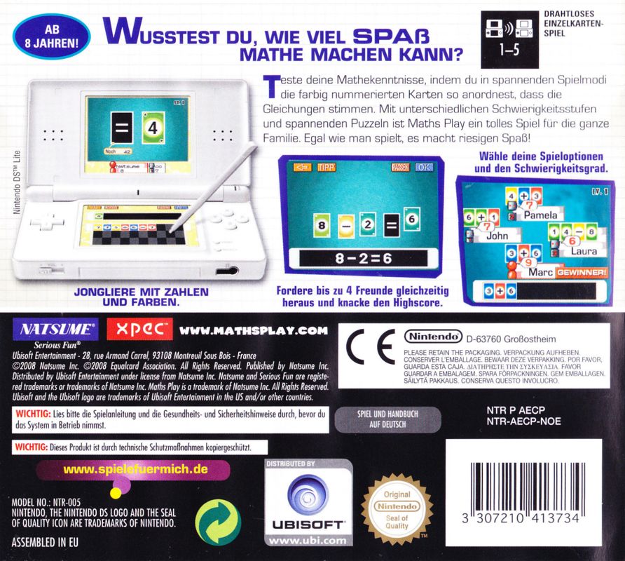 Back Cover for Math Play (Nintendo DS)
