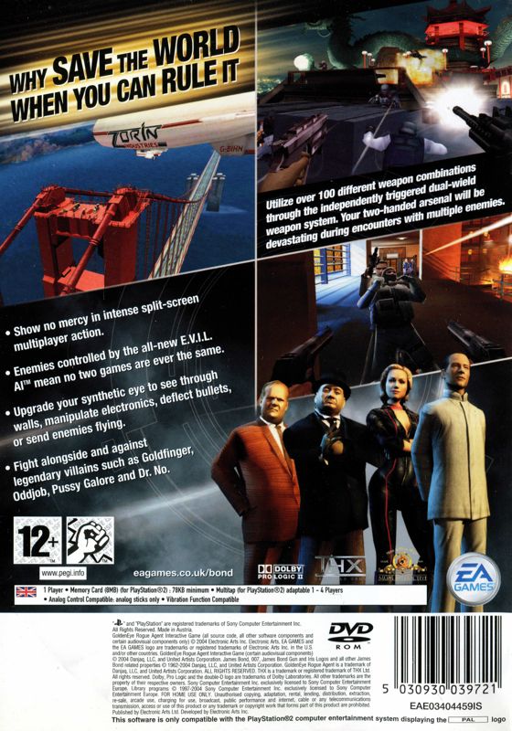 Back Cover for GoldenEye: Rogue Agent (PlayStation 2)