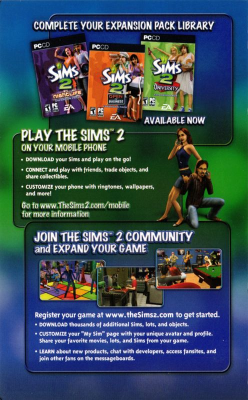 Reference Card for The Sims 2: Family Fun Stuff (Windows) (Target Exclusive Release): Back