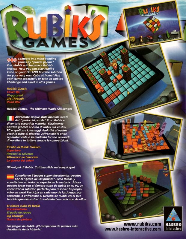 Back Cover for Rubik's Games (Windows)